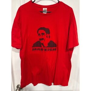 Vintage Marxism Groucho Marx Red Graphic T-Shirt Delta Ringspun Mens 2XL Humor